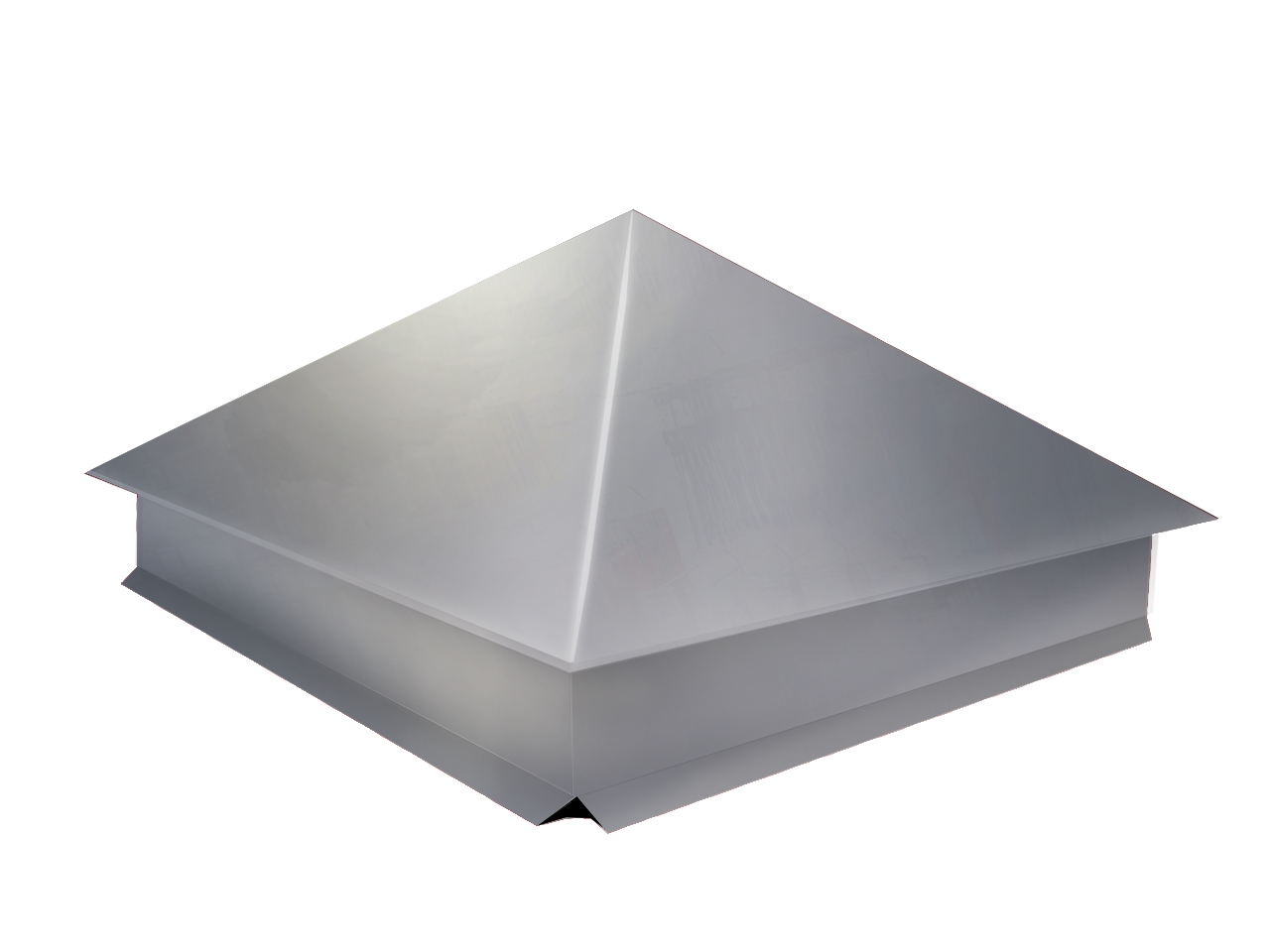 Колпак на столб забора простой 390х390 оцинкованный