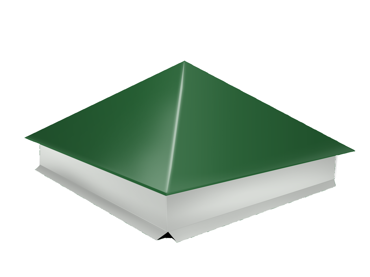 Колпак на столб забора простой 390х390 окрашенный двухцветный